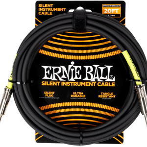 ERNIE BALL Instrumentenkabel, Classic Silent, gerade/gerade, Black, 6,10 m - EB6473